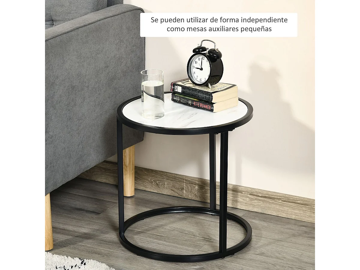 Juego de 2 mesas auxiliares blanco 60x60x46 cm HOMCOM