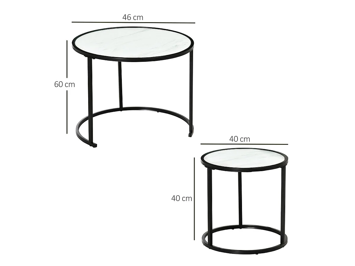 Juego de 2 mesas auxiliares blanco 60x60x46 cm HOMCOM
