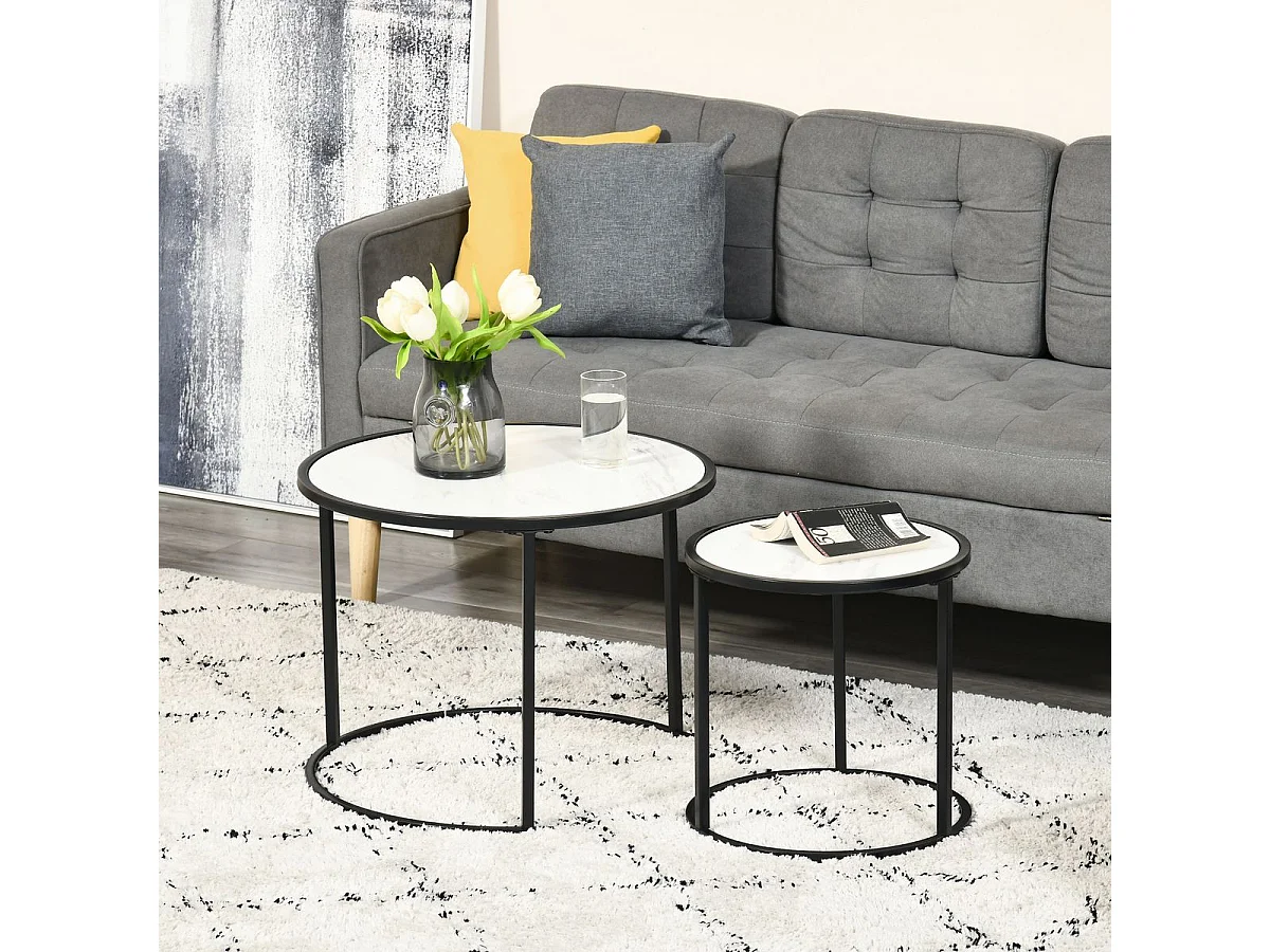 Juego de 2 mesas auxiliares blanco 60x60x46 cm HOMCOM