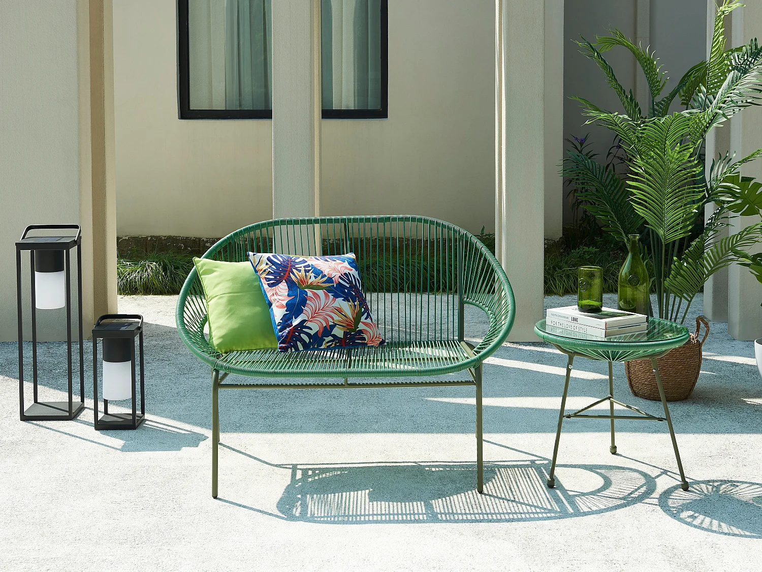 Banc de jardin en fils de résine tressés - Kaki - ALIOS III de MYLIA