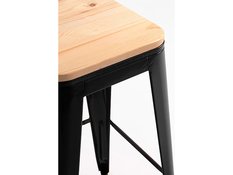 Lote de 2 Taburetes Torix Altos Madera Natural - Negro