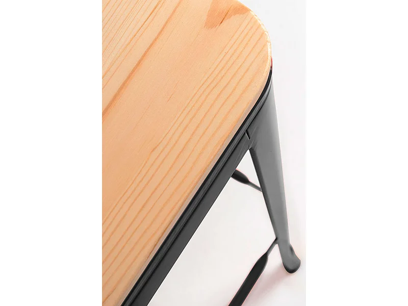 Lote de 2 Taburetes Torix Altos Madera Natural - Negro