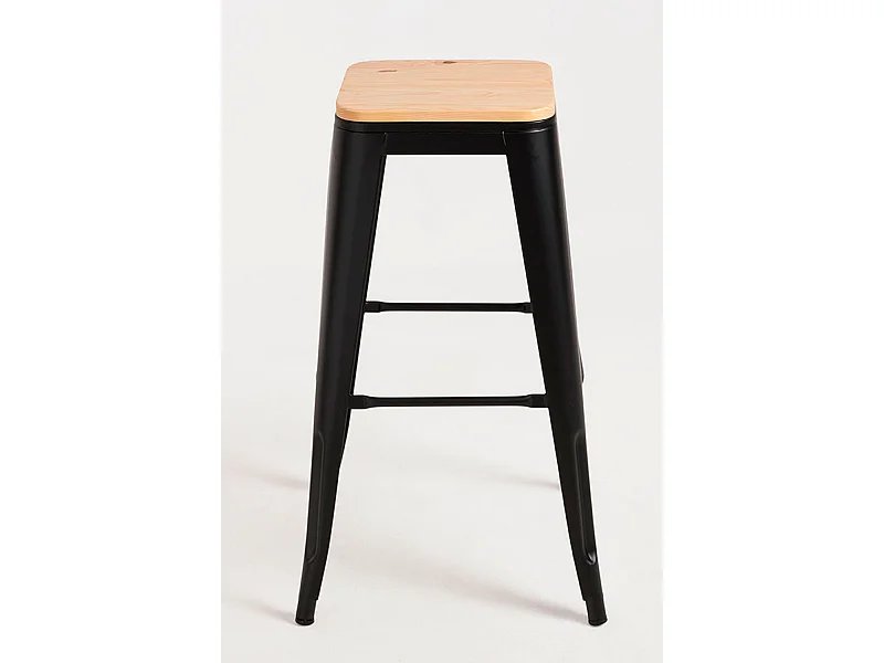 Lote de 6 Taburetes Torix Altos Madera Natural - Negro mate