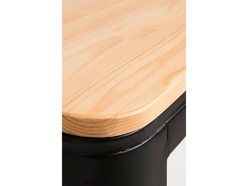 Lote de 6 Taburetes Torix Altos Madera Natural - Negro mate