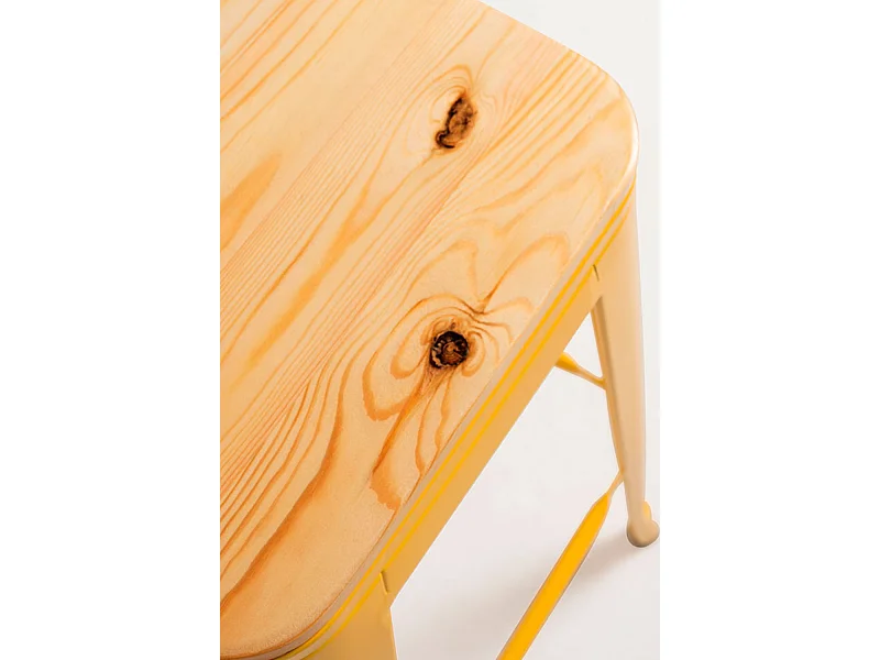 Lote de 4 Taburetes Torix Respaldo Madera Natural - Amarillo