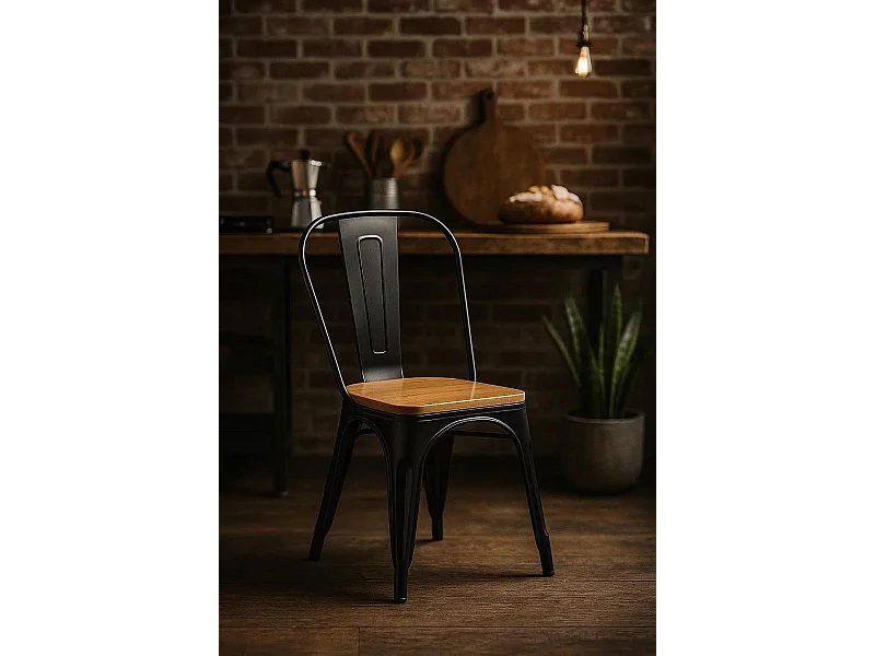 Sillas Comedor - Silla Torix Madera Natural - Negro mate