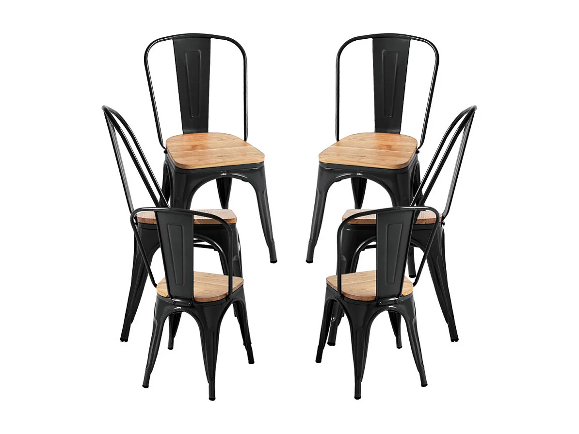 Packs Sillas Comedor - Pack 6 Sillas Torix Madera Natural - Negro