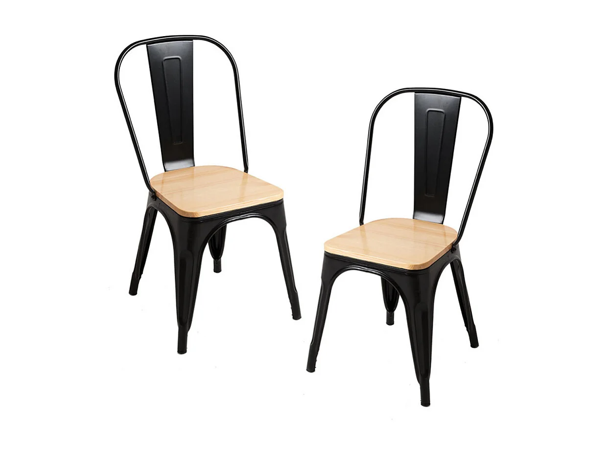 Packs Sillas Comedor - Pack 2 Sillas Torix Madera Natural - Negro mate