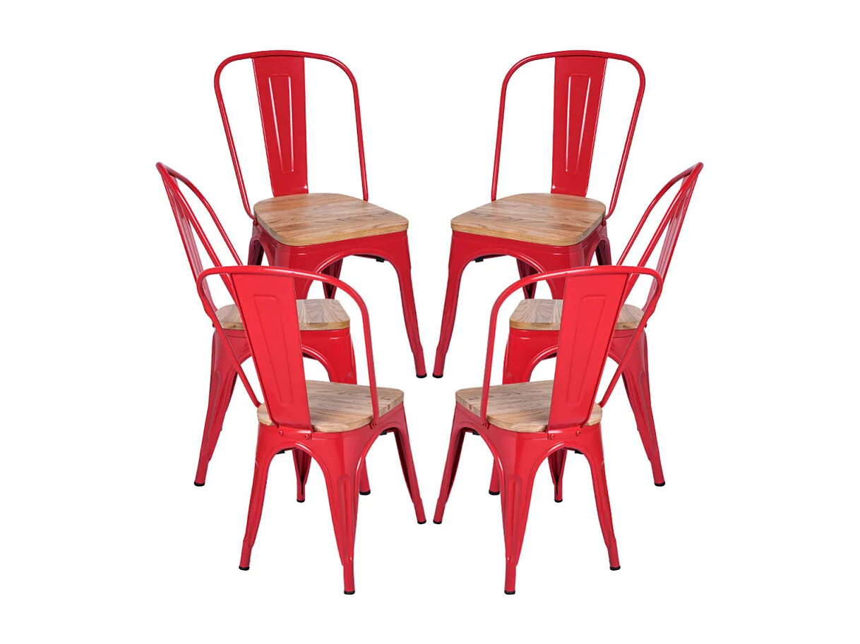 Packs Sillas Comedor - Pack 6 Sillas Torix Madera Natural - Rojo