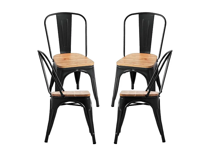 Packs Sillas Comedor - Pack 4 Sillas Torix Madera Natural - Negro