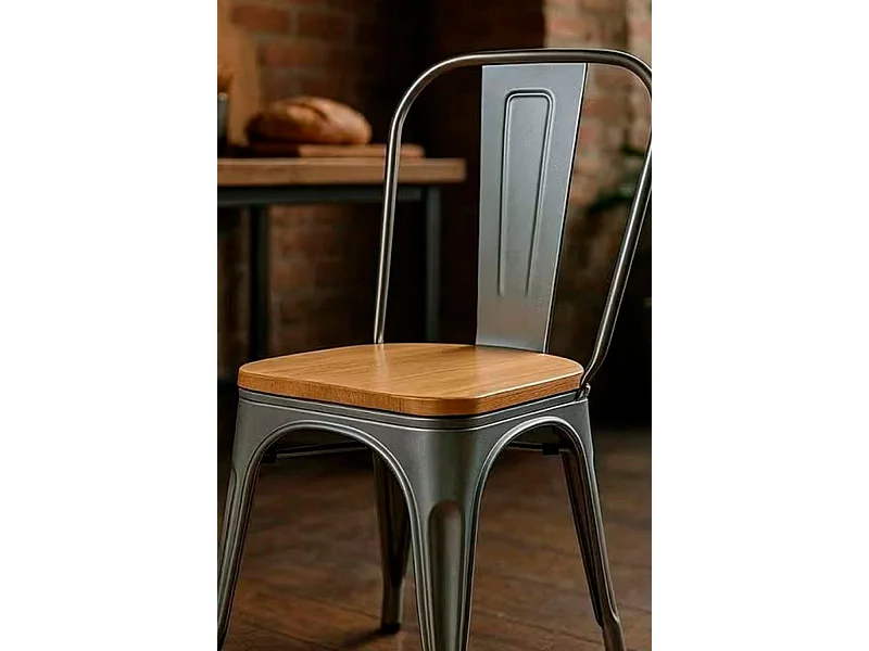 Sillas Comedor - Silla Torix Madera Natural - Gris metalizado