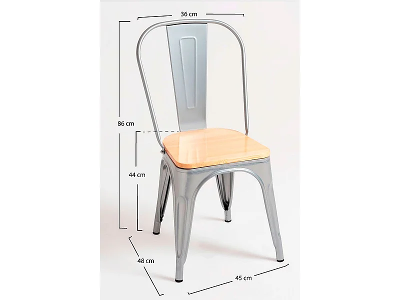 Sillas Comedor - Silla Torix Madera Natural - Gris metalizado