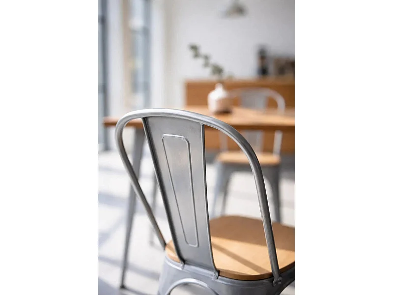 Sillas Comedor - Silla Torix Madera Natural - Gris metalizado