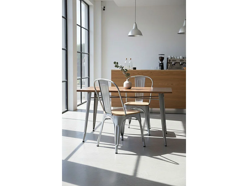 Sillas Comedor - Silla Torix Madera Natural - Gris metalizado