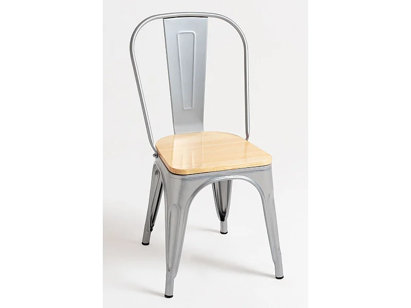 Sillas Comedor - Silla Torix Madera Natural - Gris metalizado