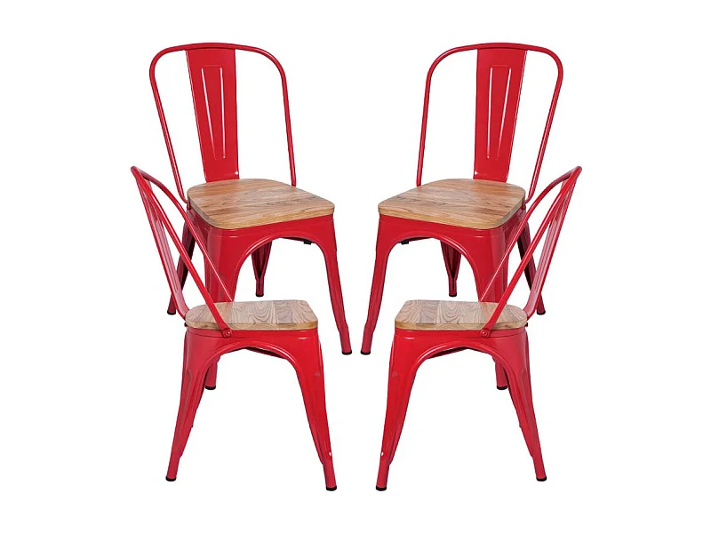 Packs Sillas Comedor - Pack 4 Sillas Torix Madera Natural - Rojo