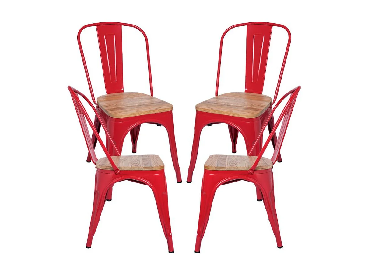 Packs Sillas Comedor - Pack 4 Sillas Torix Madera Natural - Rojo