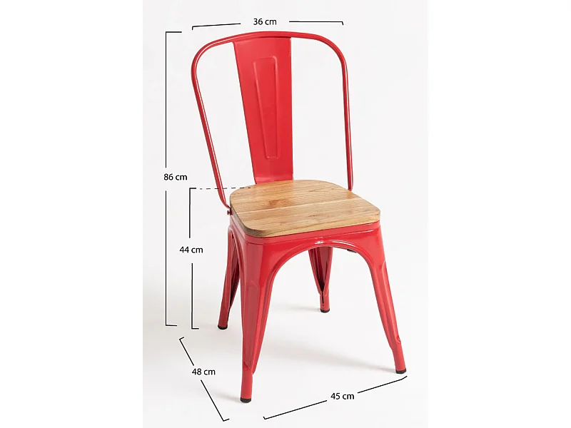 Packs Sillas Comedor - Pack 4 Sillas Torix Madera Natural - Rojo