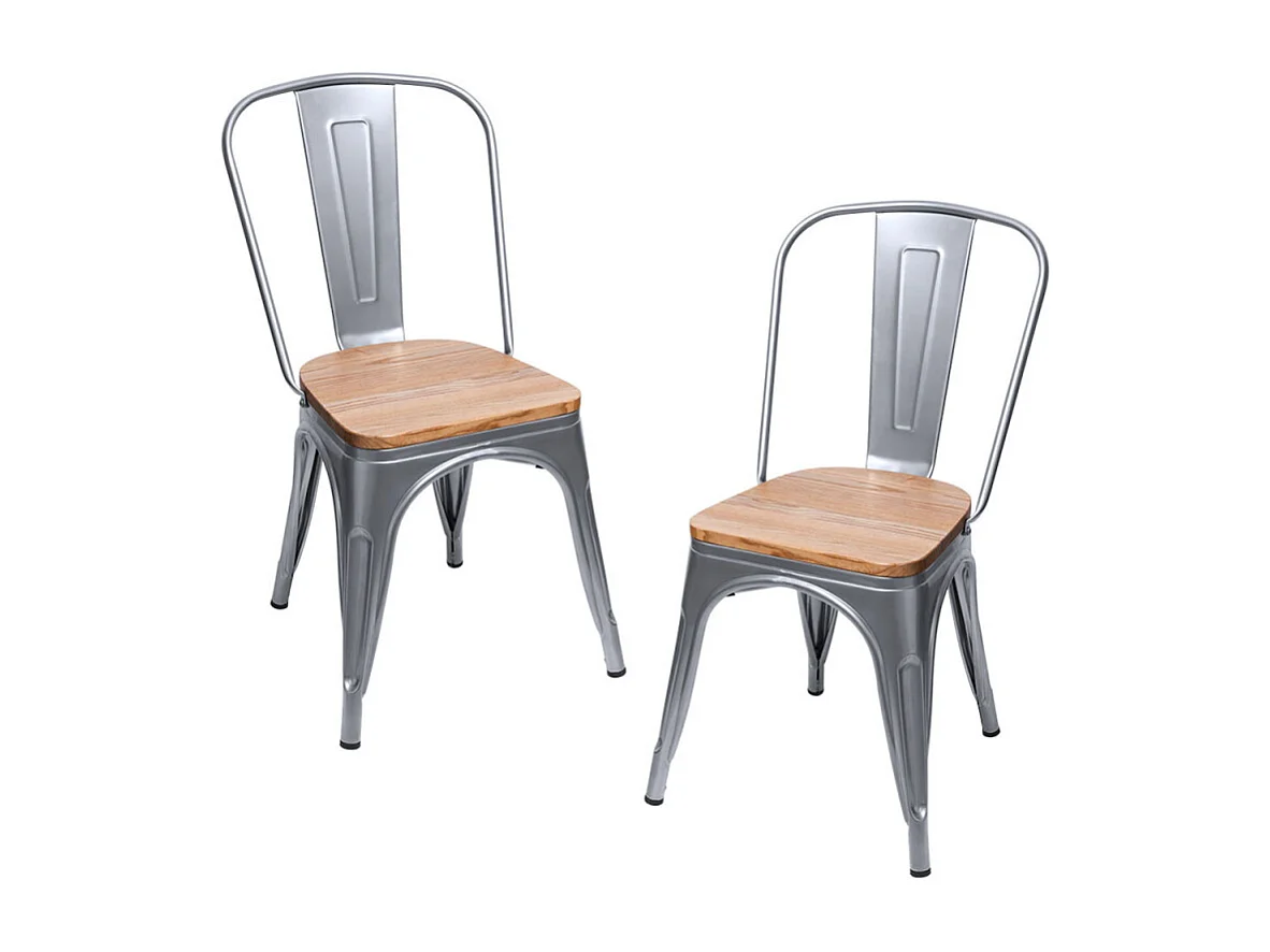 Packs Sillas Comedor - Pack 2 Sillas Torix Madera Natural - Gris metalizado