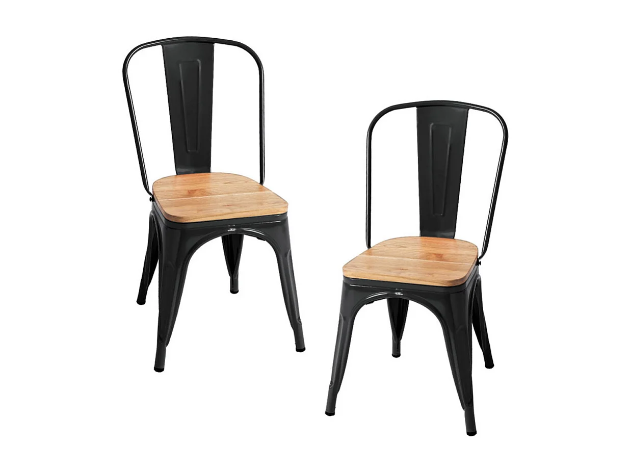 Packs Sillas Comedor - Pack 2 Sillas Torix Madera Natural - Negro