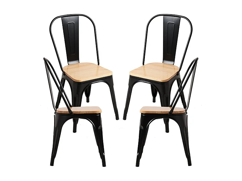 Packs Sillas Comedor - Pack 4 Sillas Torix Madera Natural - Negro mate