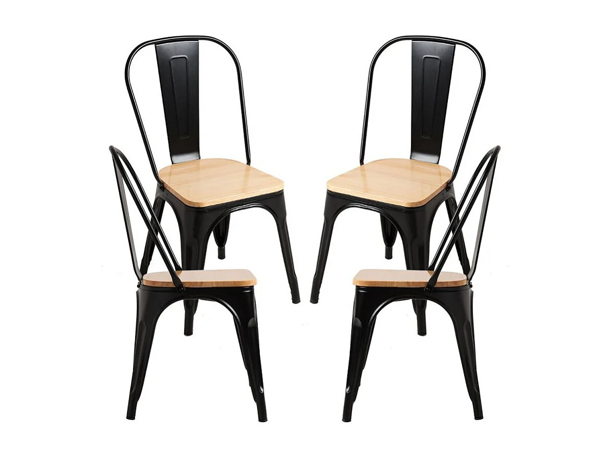Packs Sillas Comedor - Pack 4 Sillas Torix Madera Natural - Negro mate