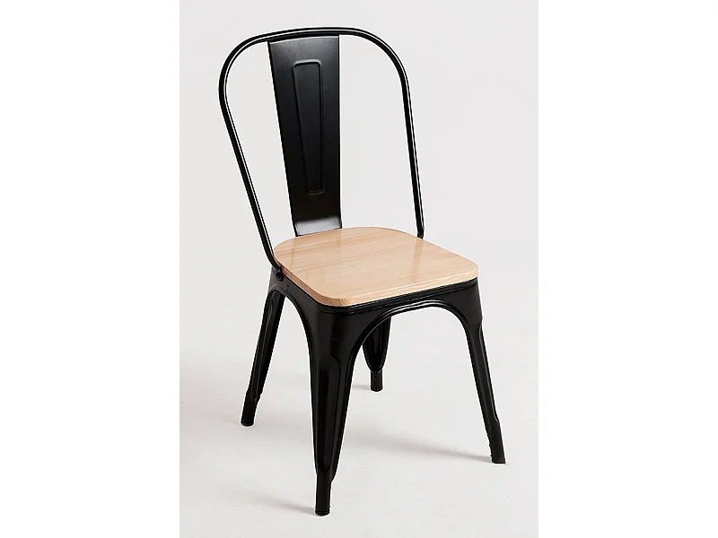 Packs Sillas Comedor - Pack 4 Sillas Torix Madera Natural - Negro mate