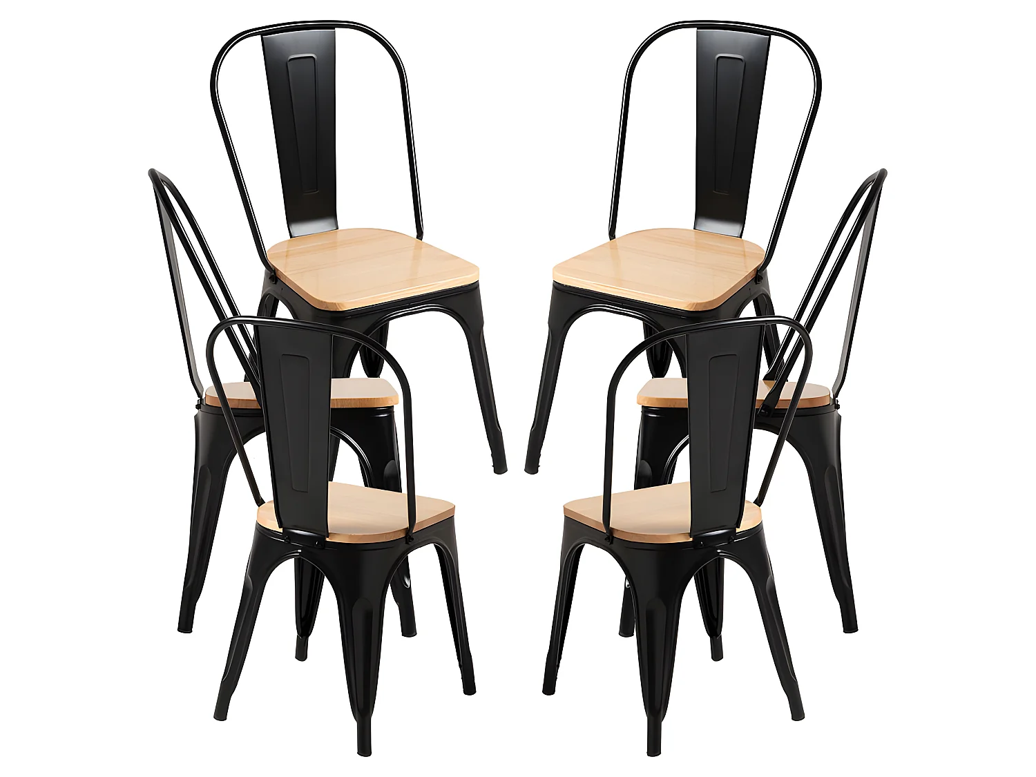 Packs Sillas Comedor - Pack 6 Sillas Torix Madera Natural - Negro mate