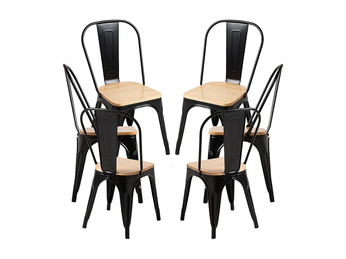 Packs Sillas Comedor - Pack 6 Sillas Torix Madera Natural - Negro mate