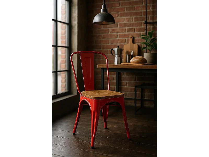 Sillas Comedor - Silla Torix Madera Natural - Rojo