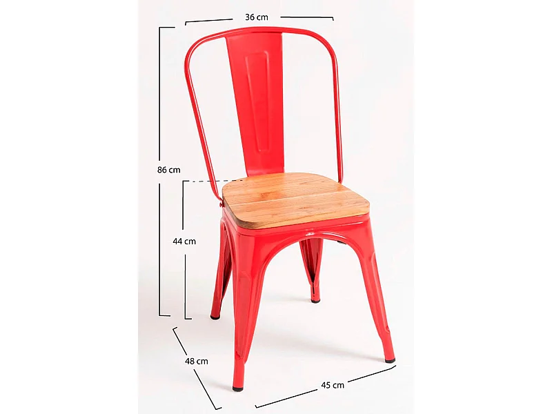 Sillas Comedor - Silla Torix Madera Natural - Rojo