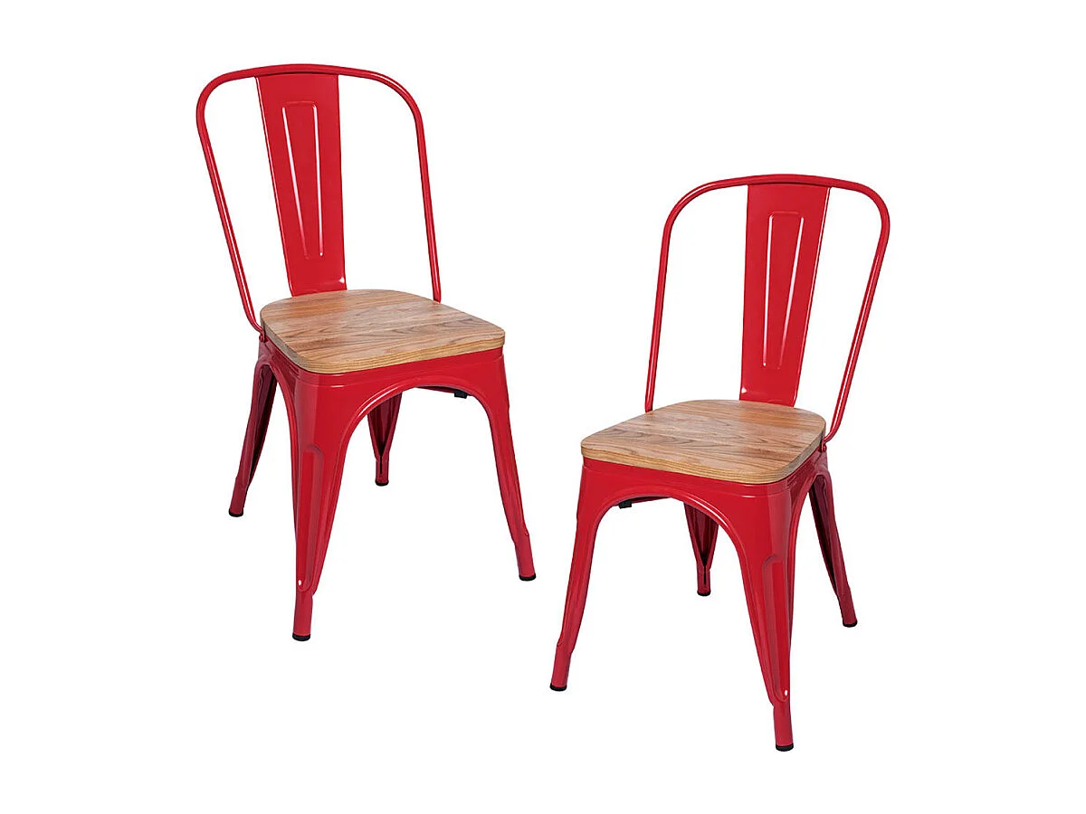 Packs Sillas Comedor - Pack 2 Sillas Torix Madera Natural - Rojo