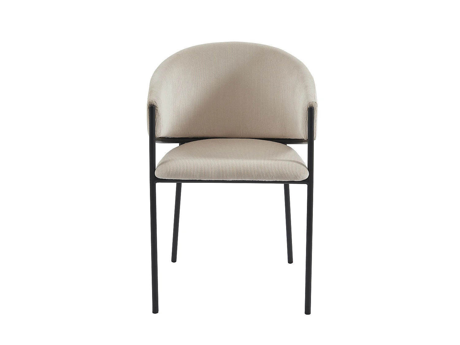 Stuhl mit Armlehnen 6er-Set - Cord & Schwarzes Metall - Cremefarben - ORDIDA  von Pascal MORABITO