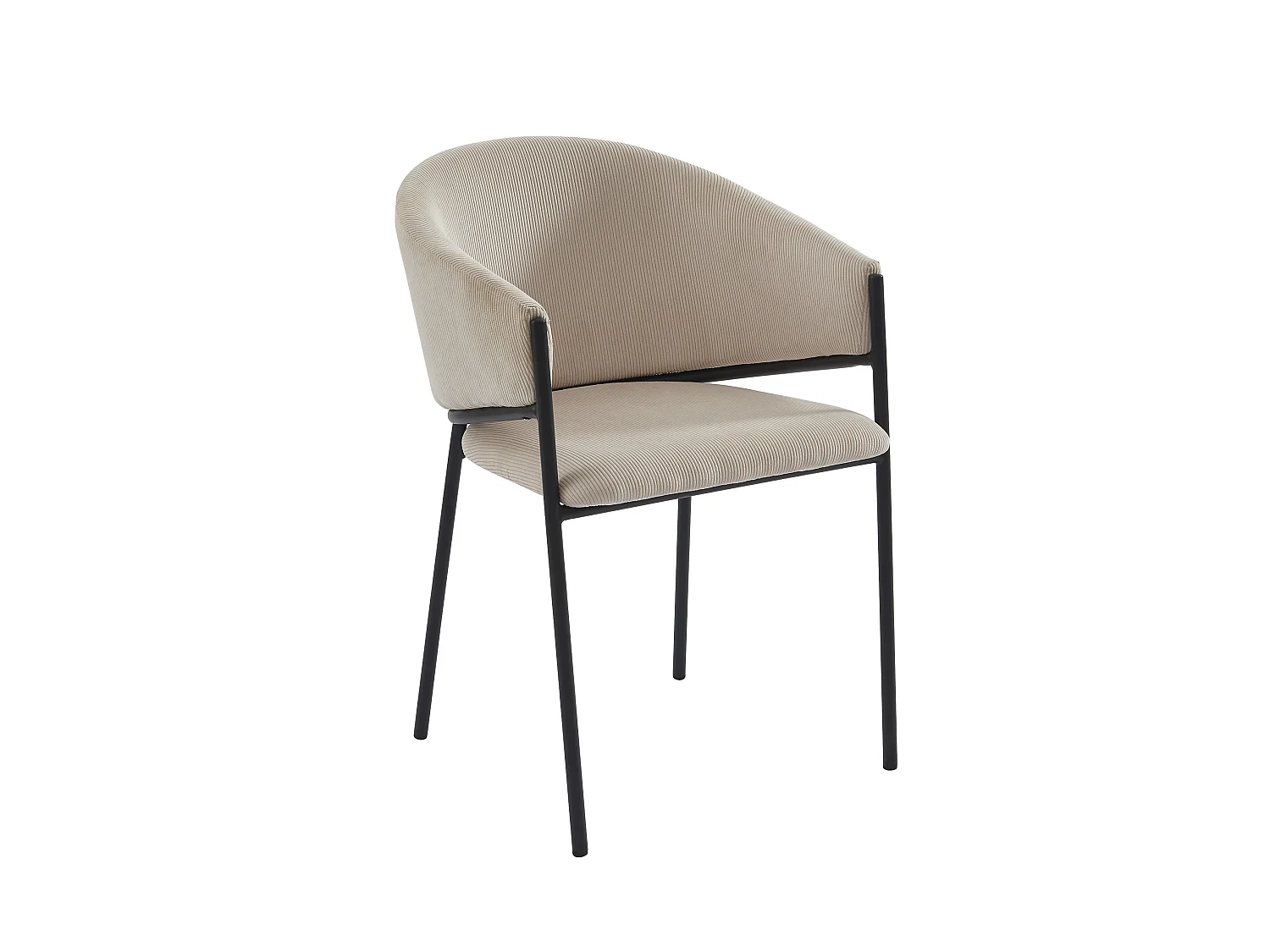 Stuhl mit Armlehnen 6er-Set - Cord & Schwarzes Metall - Cremefarben - ORDIDA  von Pascal MORABITO