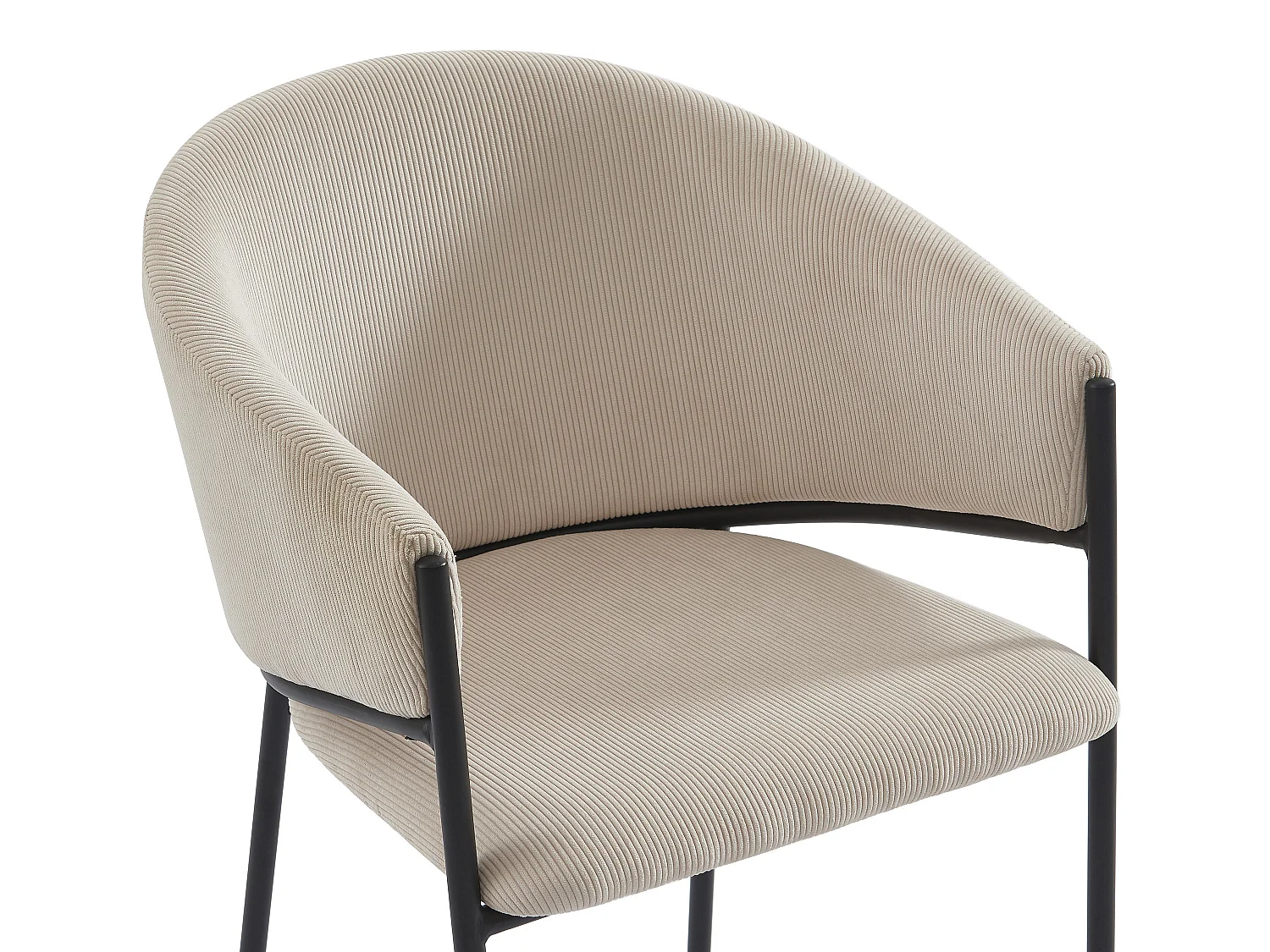 Stuhl mit Armlehnen 6er-Set - Cord & Schwarzes Metall - Cremefarben - ORDIDA  von Pascal MORABITO