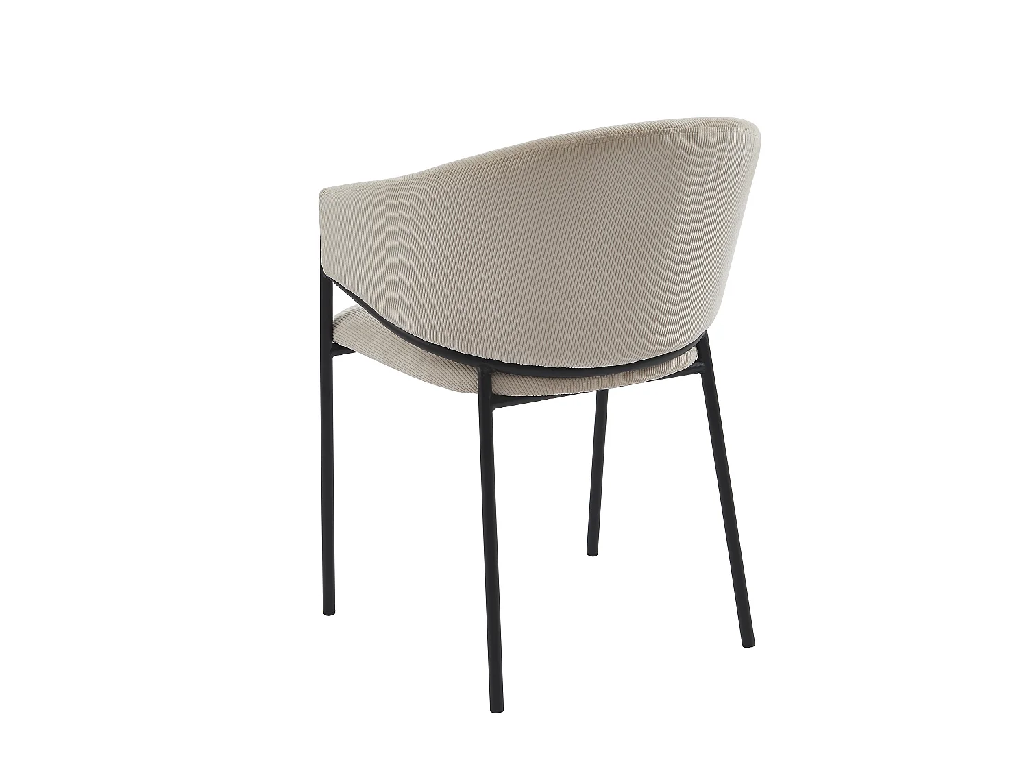 Stuhl mit Armlehnen 6er-Set - Cord & Schwarzes Metall - Cremefarben - ORDIDA  von Pascal MORABITO