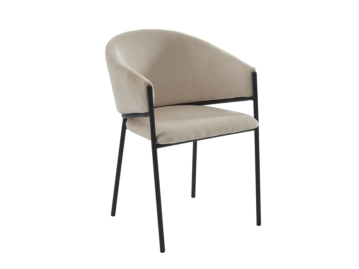 Stuhl mit Armlehnen 6er-Set - Cord & Schwarzes Metall - Cremefarben - ORDIDA  von Pascal MORABITO