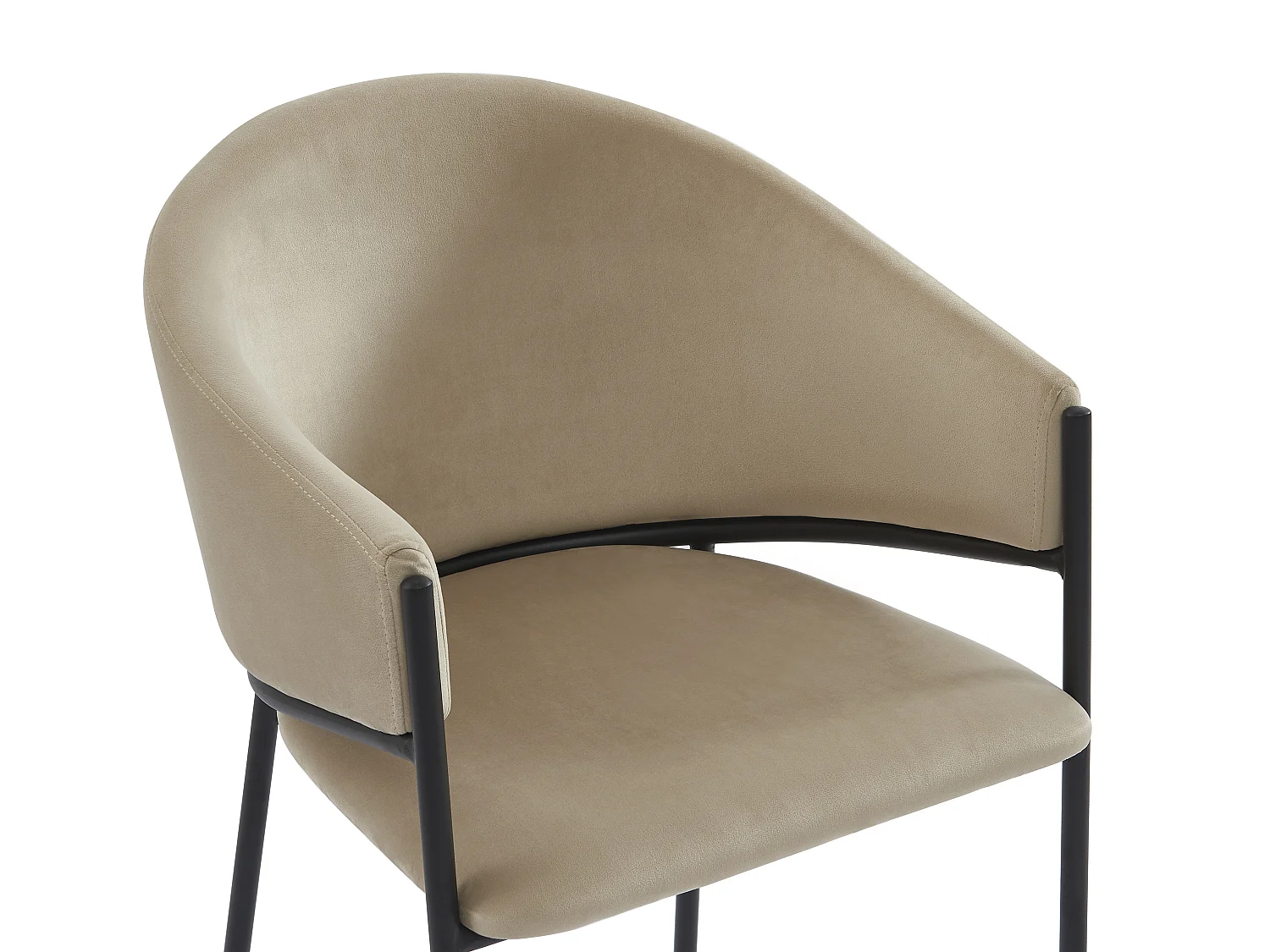 Lot de 6 chaises avec accoudoirs en velours et métal noir - Beige - ORDIDA de Pascal MORABITO