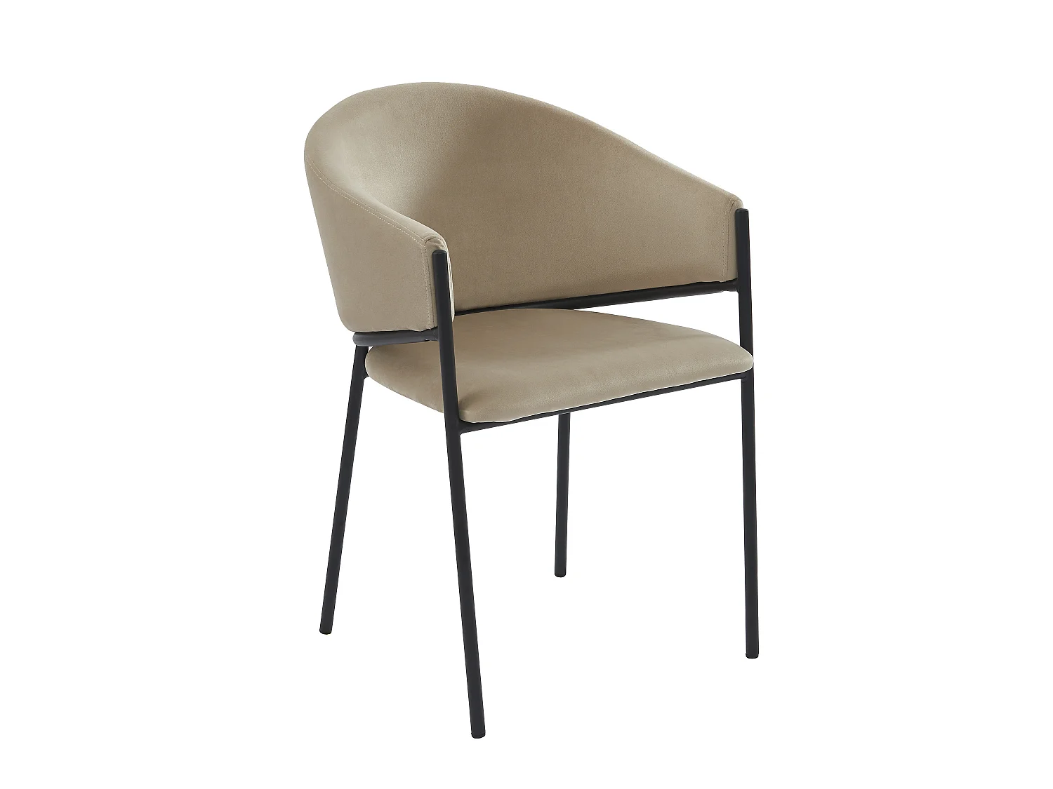 Lot de 6 chaises avec accoudoirs en velours et métal noir - Beige - ORDIDA de Pascal MORABITO