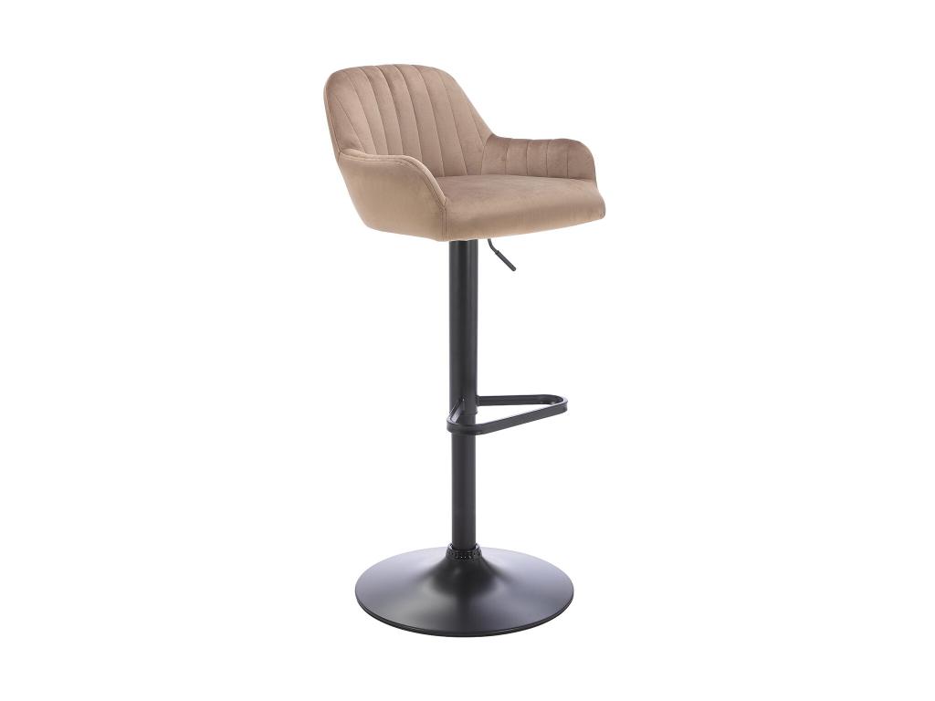 Barhocker - Samt & schwarzes Metall - Höhenverstellbar - Beige - ELEANA günstig online kaufen