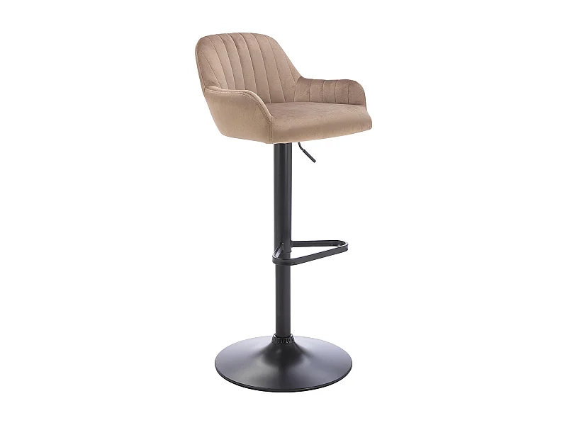 taburete alto de terciopelo y metal negro - Altura ajustable - Beige - ELEANA