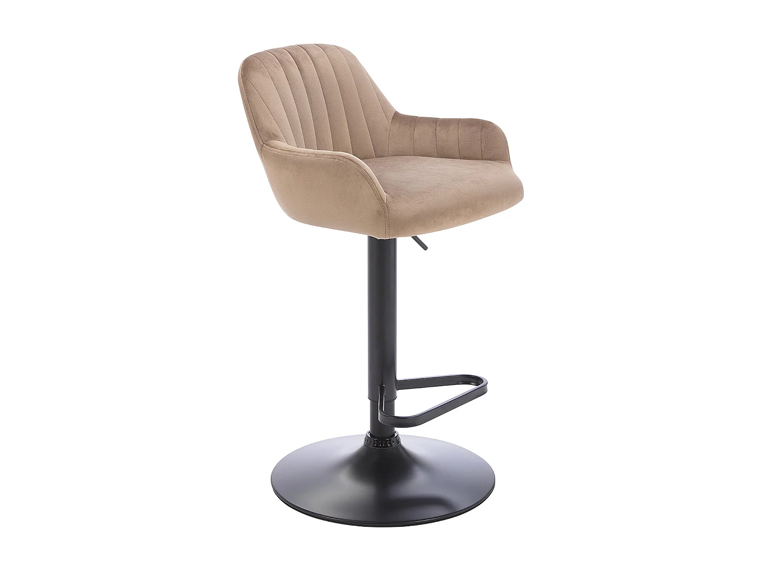 Barstol i sammet och svart metall - Justerbar höjd - Beige - ELEANA