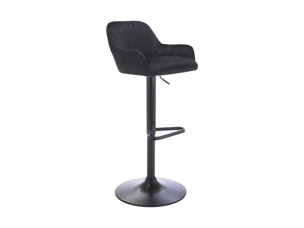 Barhocker - Samt & schwarzes Metall - Höhenverstellbar - Schwarz - ELEANA günstig online kaufen