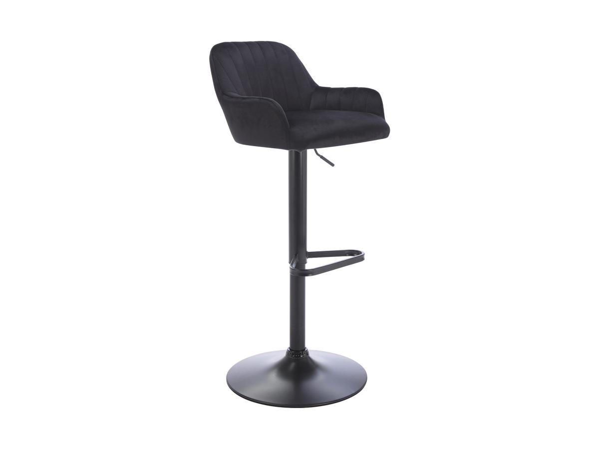 Barhocker - Samt & schwarzes Metall - Höhenverstellbar - Schwarz - ELEANA günstig online kaufen