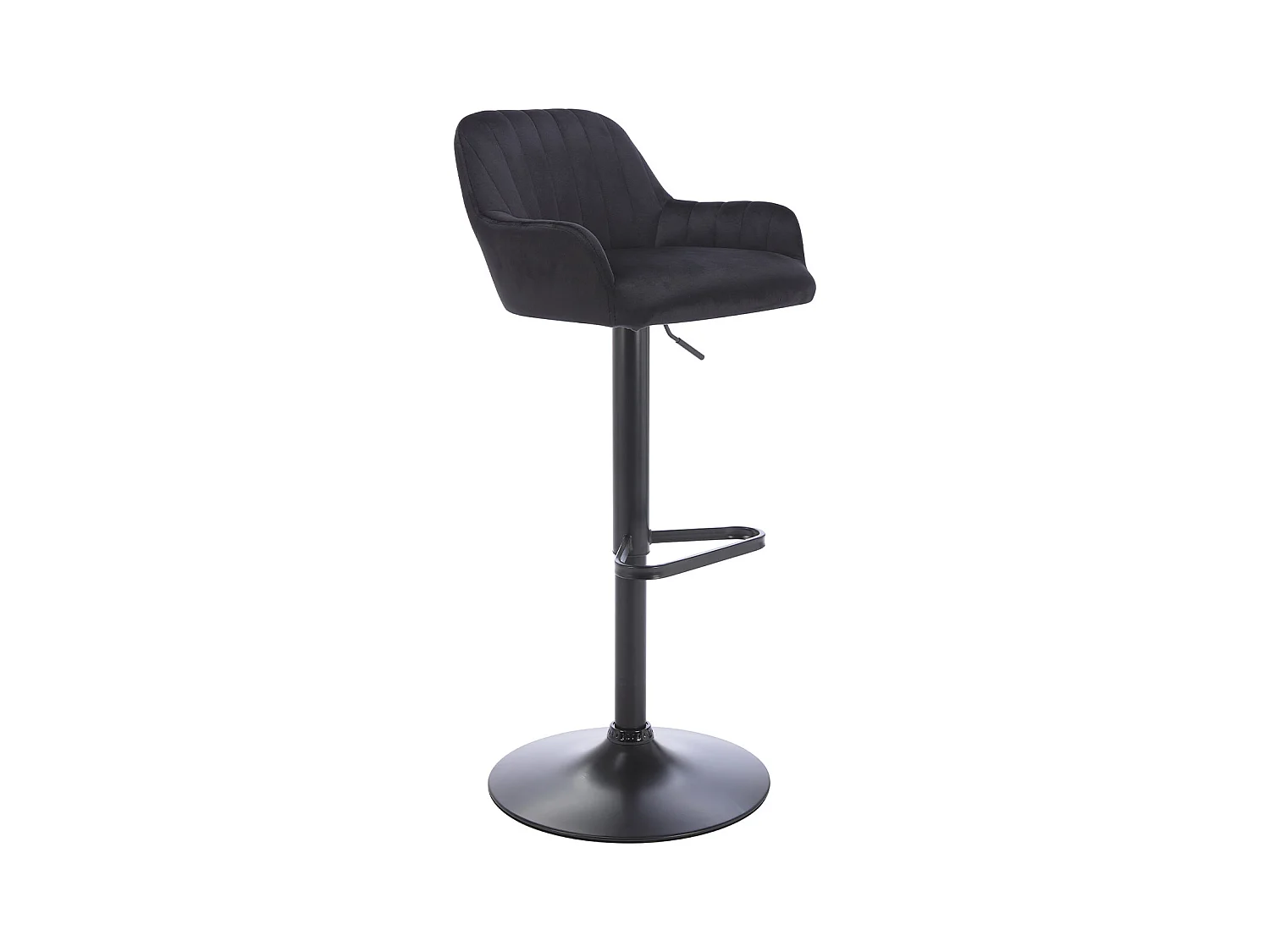 Tabouret de bar en velours et métal - Hauteur réglable - Noir - ELEANA