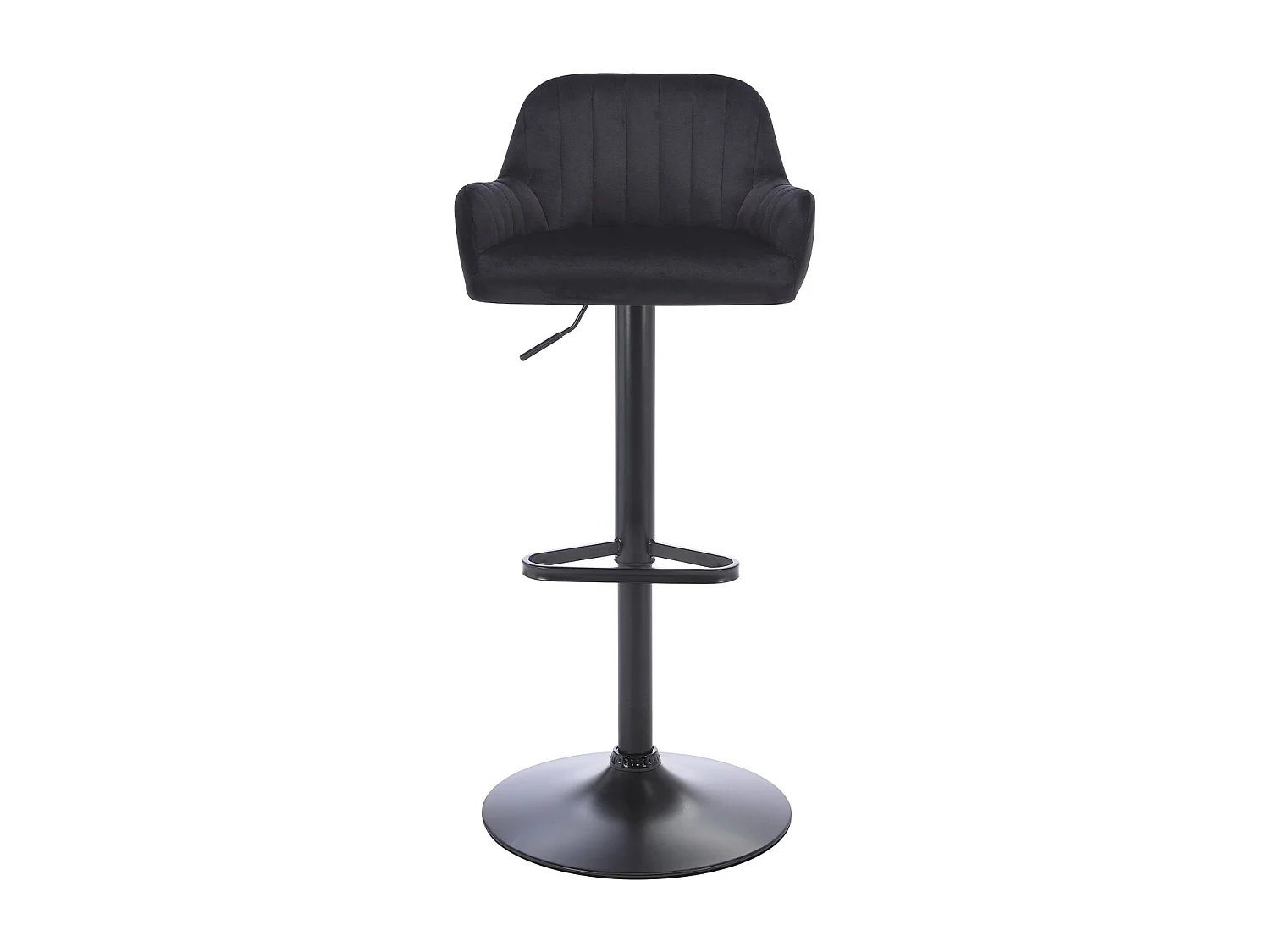 Tabouret de bar en velours et métal - Hauteur réglable - Noir - ELEANA