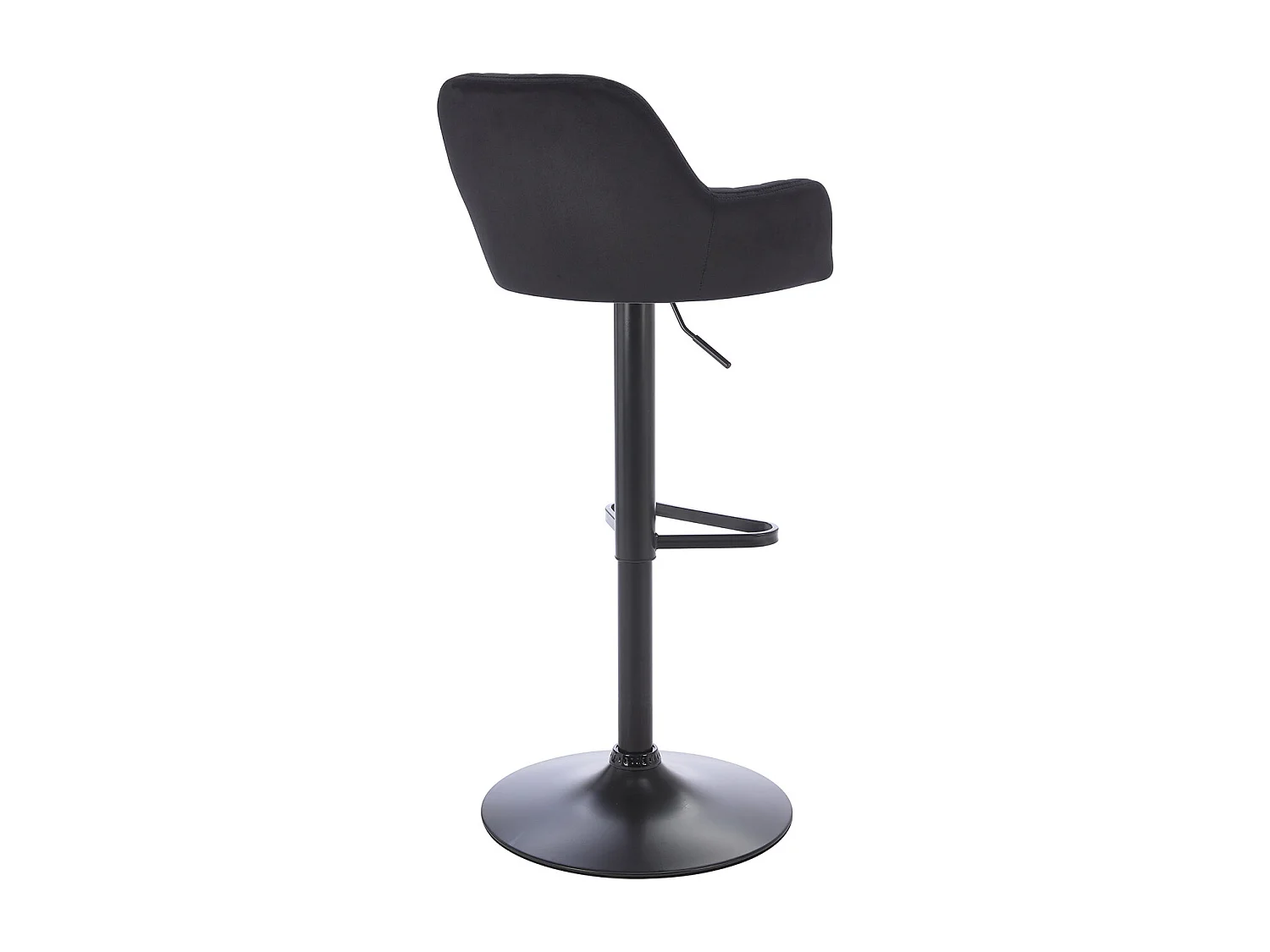 Tabouret de bar en velours et métal - Hauteur réglable - Noir - ELEANA