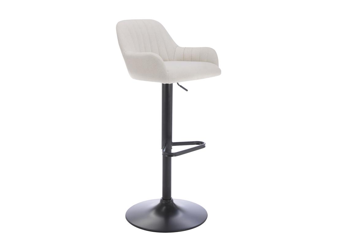 vente unique Tabouret de bar en tissu et métal noir - Hauteur réglable - Crème - ELEANA