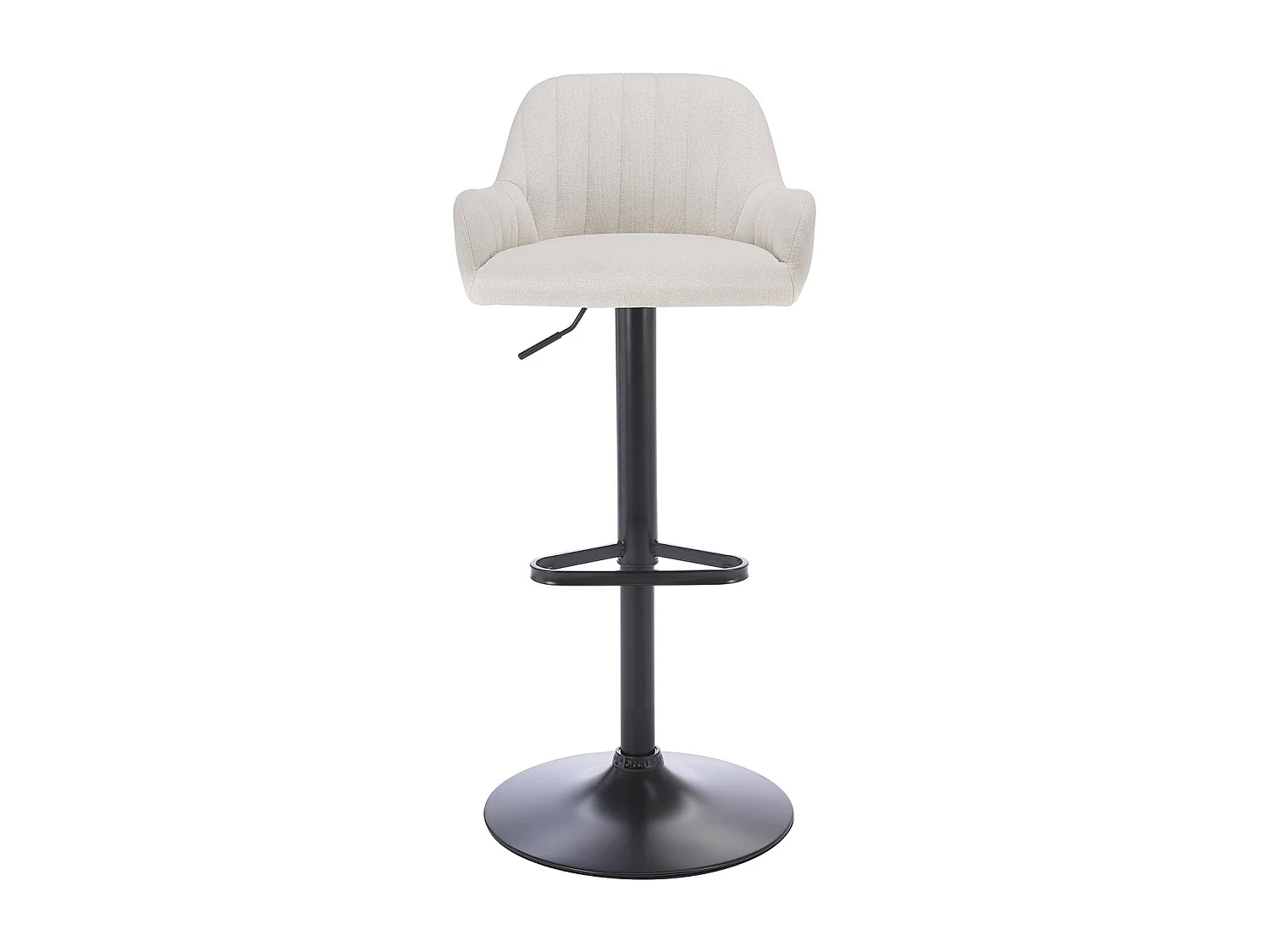 Barhocker - Stoff & schwarzes Metall - Höhenverstellbar - Cremefarben - ELEANA