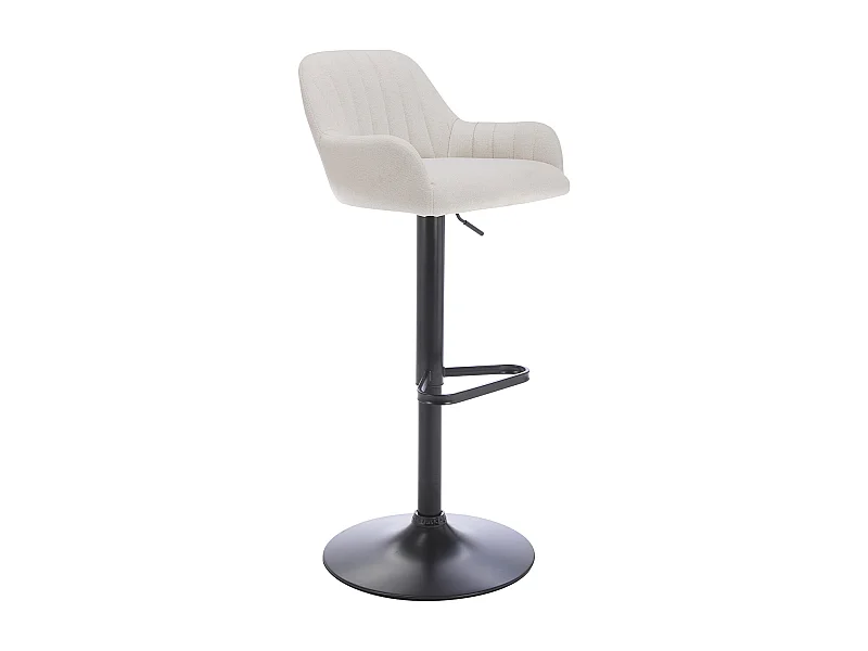 Tabouret de bar en tissu et métal noir - Hauteur réglable - Crème - ELEANA